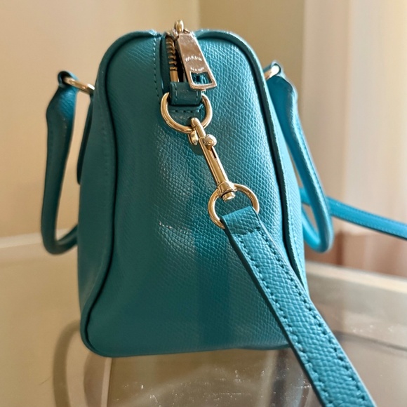 AUTHENTIC Coach Leather Mini Bennet Satchel Crossbody Handbag Turquoise color - Picture 2 of 11